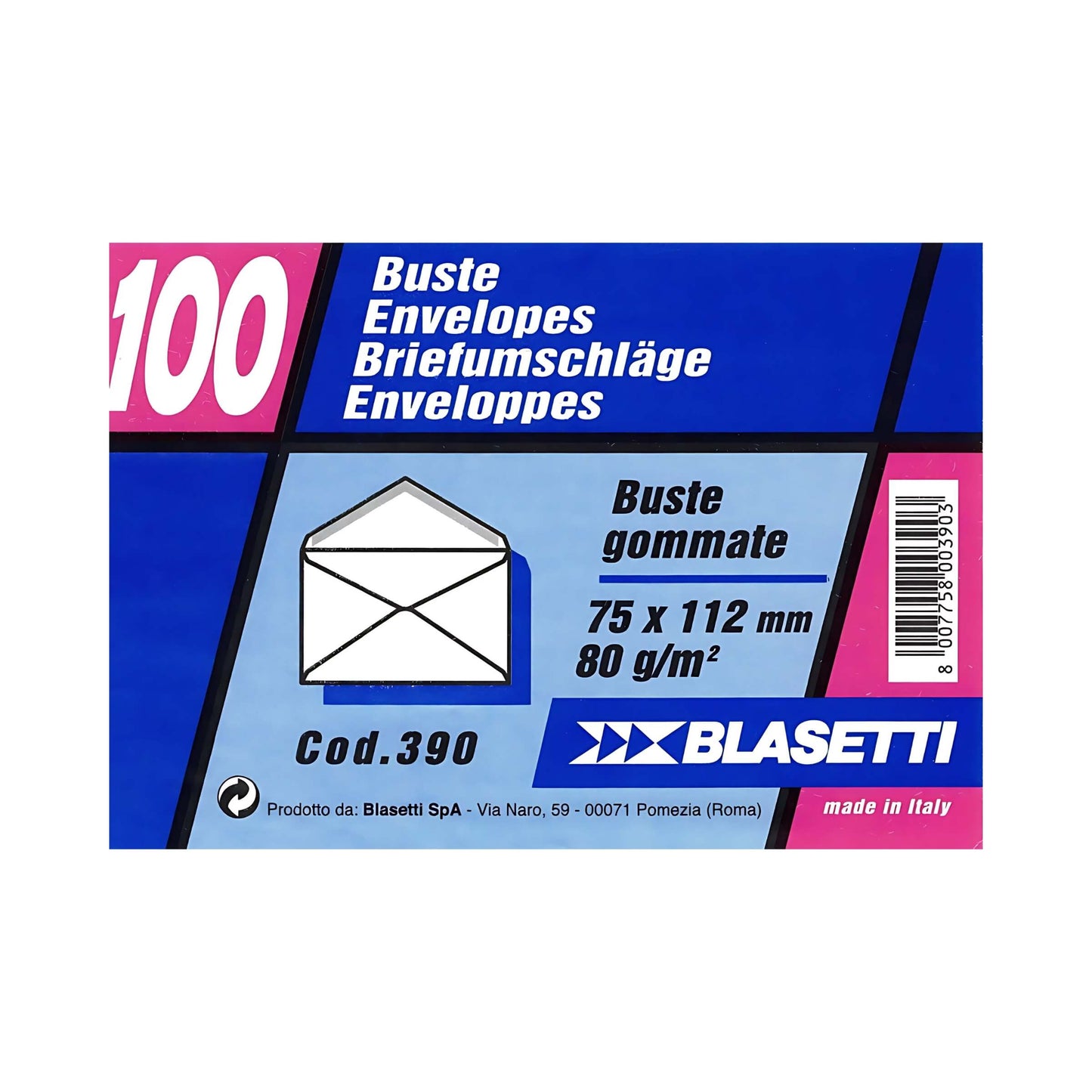 Confezione da 100 buste gommate Blasetti 7,5x12 cm