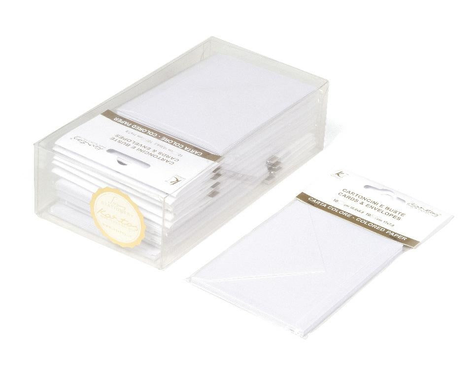 BLISTER 10/10 BIGLIETTO + BUSTA F4 - 7x11 cm - BIANCO