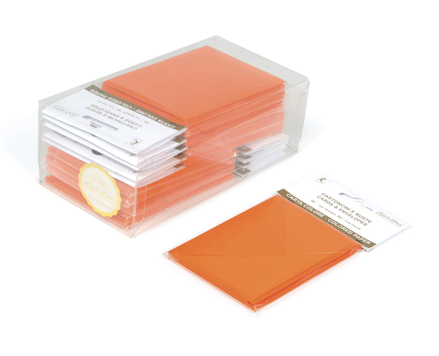 BLISTER 10/10 BIGLIETTO + BUSTA F4 - 7x11 cm - ARANCIO