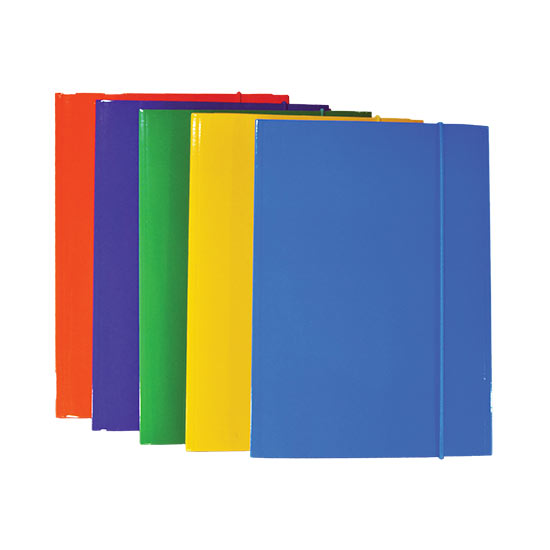 Cartellette 3 Lembi Colorate in Cartone Plastificato con Elastico A4 - 26,2x34,8 cm (10PZ)
