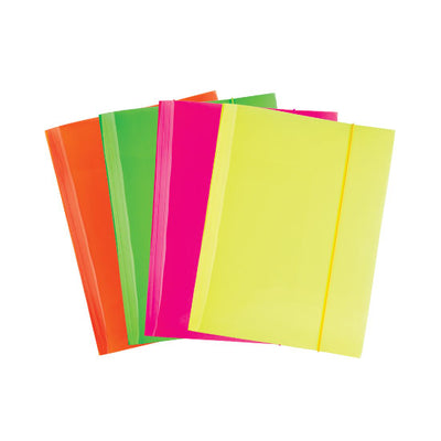Cartelletta PPL laccato fluo formato A4 dorso 0,8 cm colori assortiti con chiusura elastico