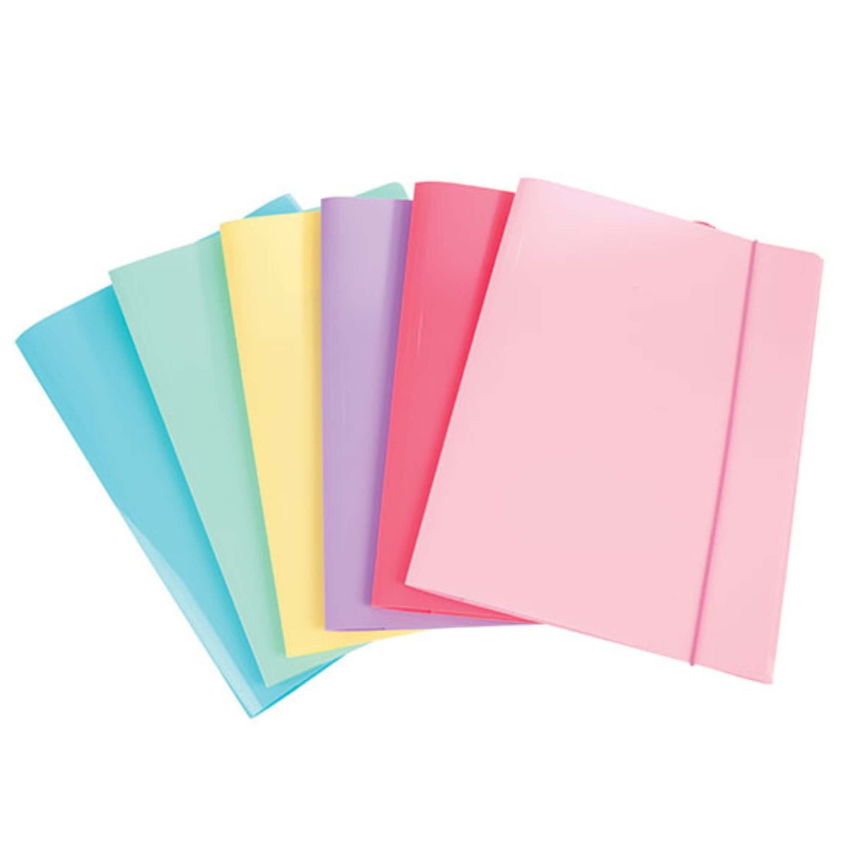 Cartelletta in Plastica PPL con Elastico A4 Colori Pastello 24,5x34 cm