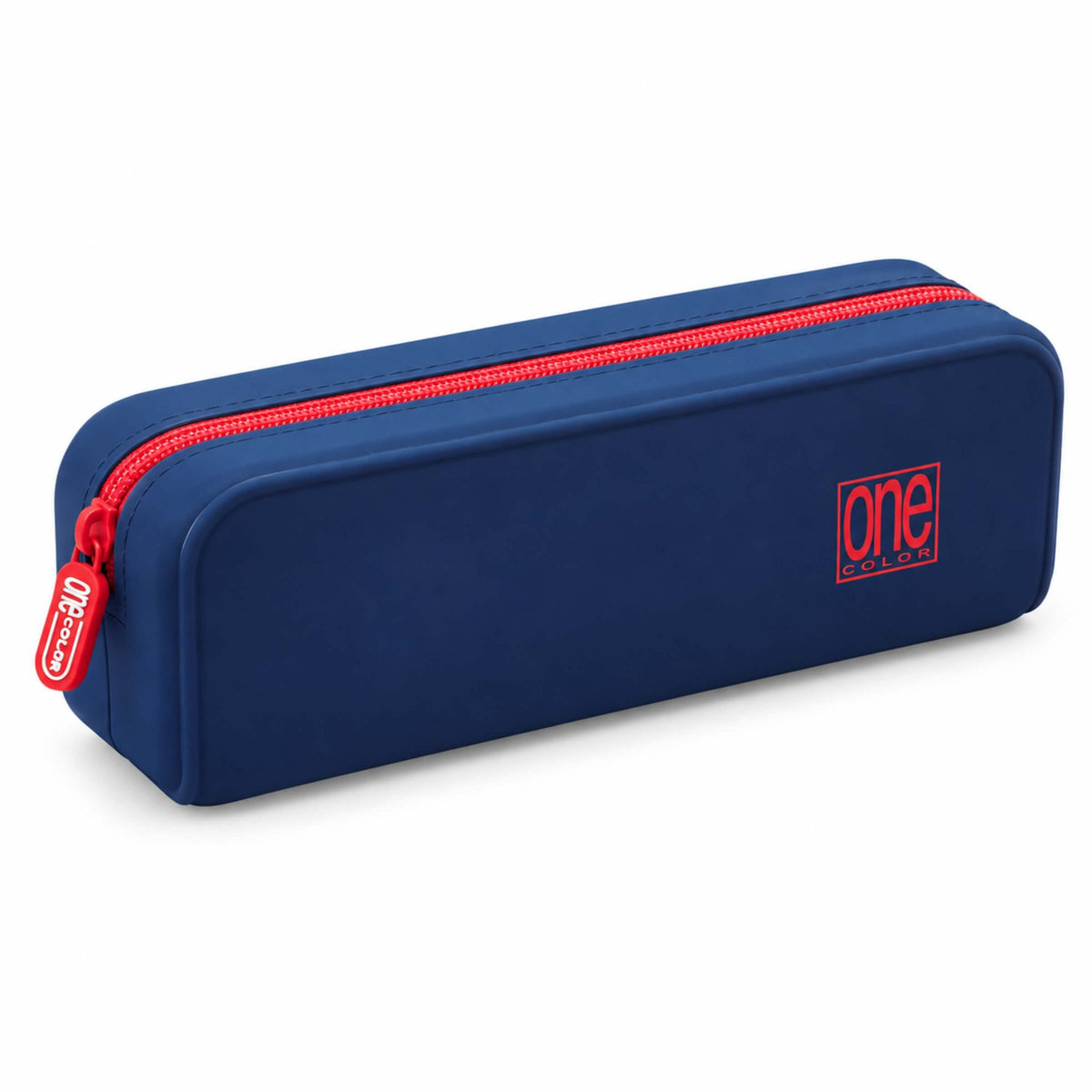 Blasetti One Color BI-SPRING Astuccio Bustina Blu Notte con Zip Rossa in Silicone 20 x 8 x 6 cm