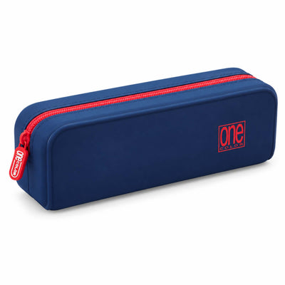 Blasetti One Color BI-SPRING Astuccio Bustina Blu Notte con Zip Rossa in Silicone 20 x 8 x 6 cm
