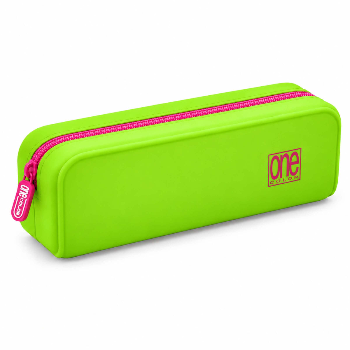 Blasetti One Color BI-SPRING Astuccio Bustina Verde con Zip Fucsia in Silicone 20 x 8 x 6 cm