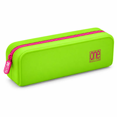Blasetti One Color BI-SPRING Astuccio Bustina Verde con Zip Fucsia in Silicone 20 x 8 x 6 cm