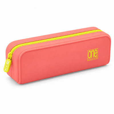 Blasetti One Color BI-SPRING Astuccio Bustina Rosso con Zip Giallo Fluo in Silicone 20 x 8 x 6 cm