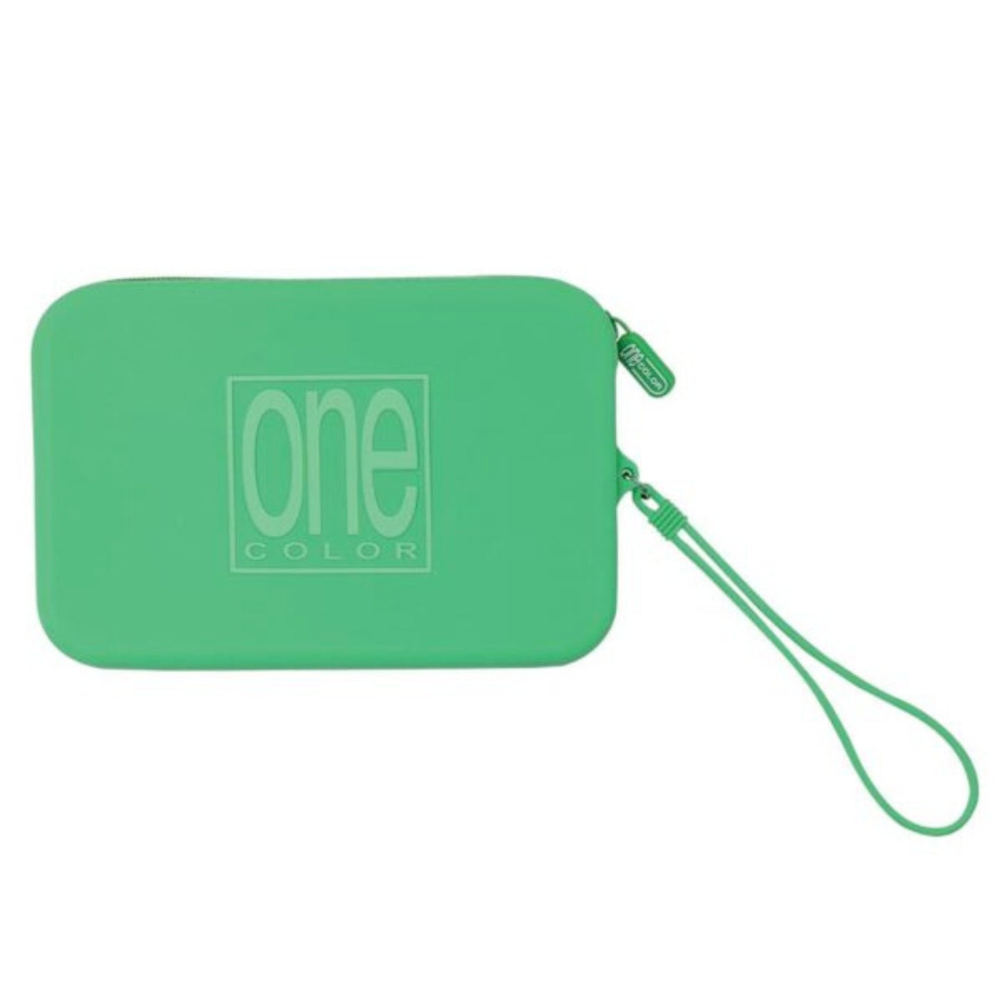 Astuccio piatto One Color Summer Flat verde menta in silicone con zip coordinata, vista frontale
