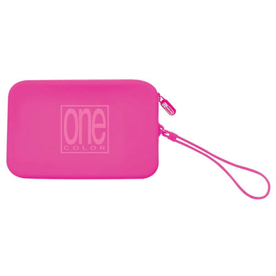 Astuccio piatto One Color Summer Flat fucsia in silicone con zip coordinata, vista frontale
