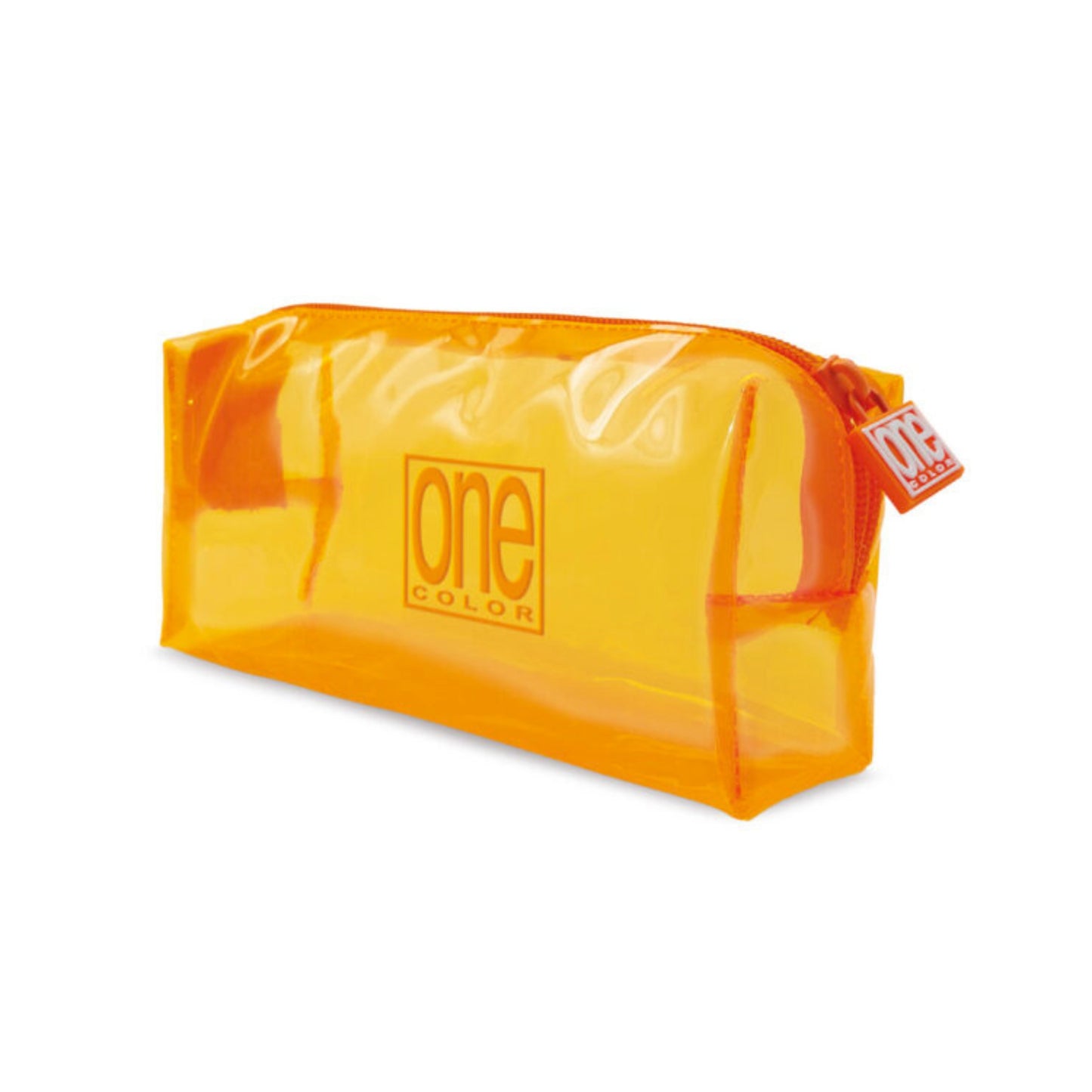 Astuccio One Color Neon arancio fluo con cerniera, vista frontale su sfondo neutro