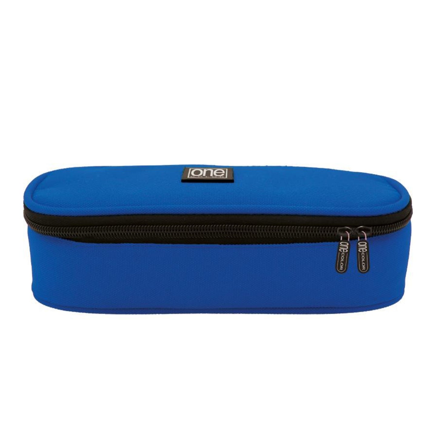 Astuccio tondo One Color Strong Round blu in poliestere 900D Oxford con zip, vista frontale
