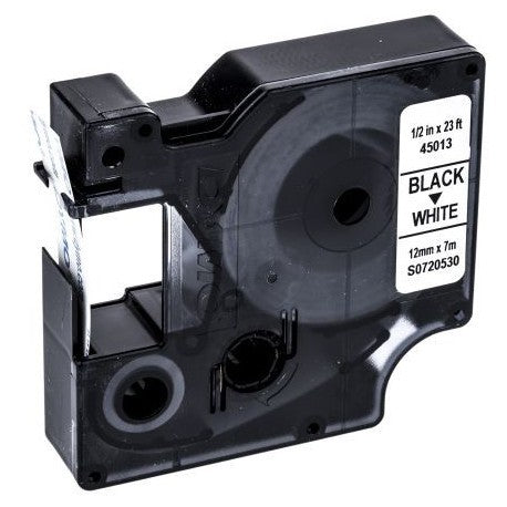 NASTRO COMPATIBILE PER ETICHETTATRICE DYMO D1 - S0720530 - RIC. 450130 NASTRO BIANCO - TESTO NERO 12mm X 7m