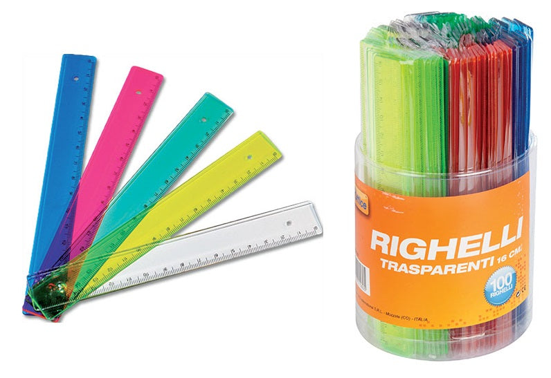 Righello Nikoffice in barattolo da 100 pezzi 15cm - colori assortiti per uso scolastico