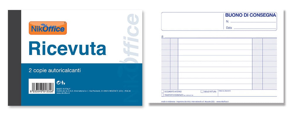 Blocco Ricevute NikOffice 2 Copie Autoricalcanti 11,5x16,5 cm