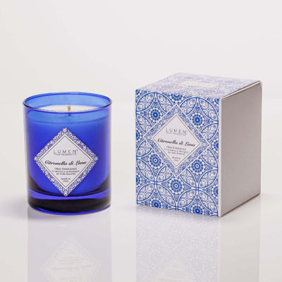 Lumen Citronella di Luna Candela Vegetale con Olio Essenziale di Citronella di Giava e Fiori Bianchi 48 Ore 200 ml