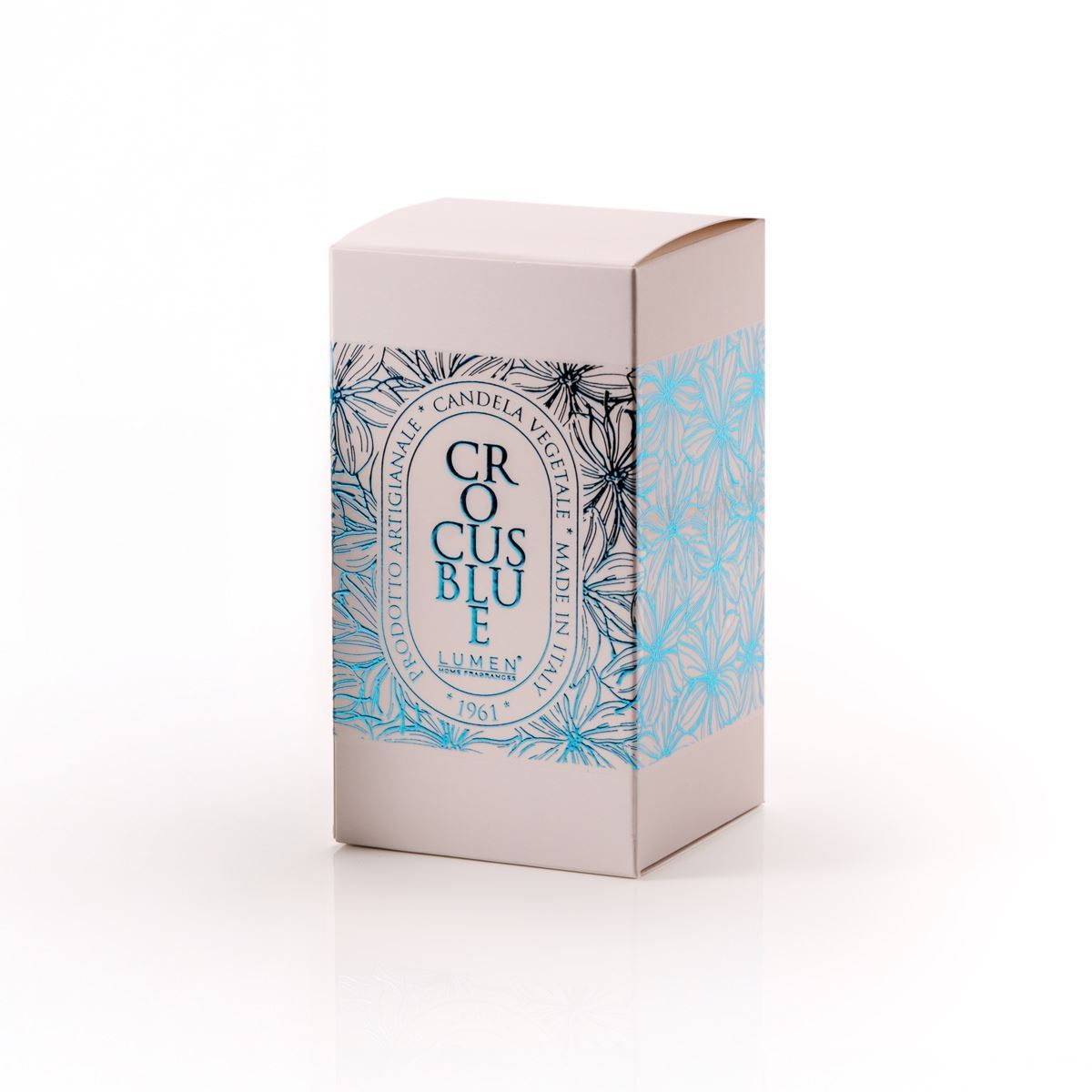 Candela Vegetale Lumen Crocus Blue in Giara di Vetro 300 ml Profumazione Floreale Intensa e Speziata
