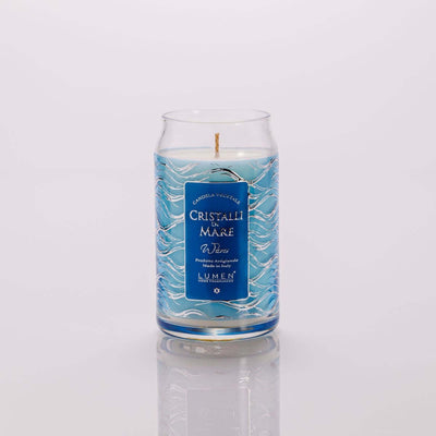 Dettaglio giara vetro candela Lumen Cristalli di Mare 300 ml profumazione marina agrumata
