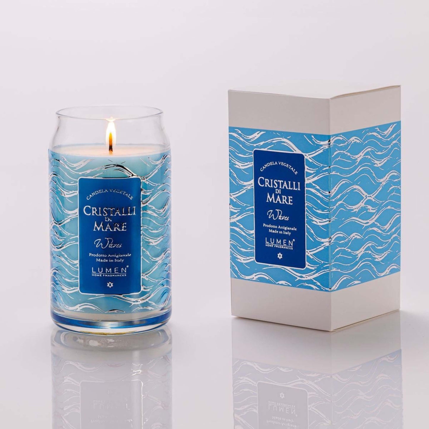 Candela Vegetale Lumen in Giara di Vetro 300 ml Profumazione Cristalli di Mare