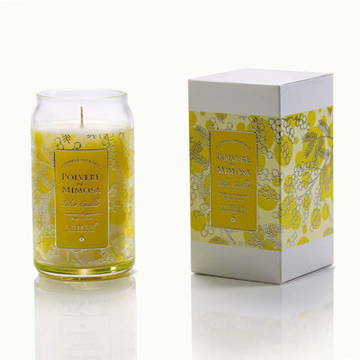 Candela vegetale Lumen Polvere di Mimosa 300 ml in giara vetro, cera vegetale stoppino cotone