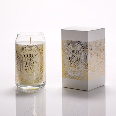 Candela vegetale Lumen Oro Incenso Myrrha 300 ml in giara vetro, profumazione calda speziata resinosa
