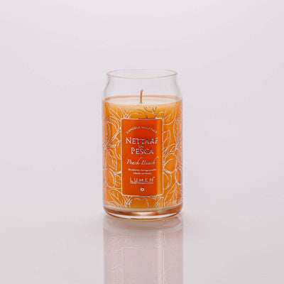 Dettaglio giara vetro candela Lumen Nettare di Pesca 300 ml fragranza fruttata pesca