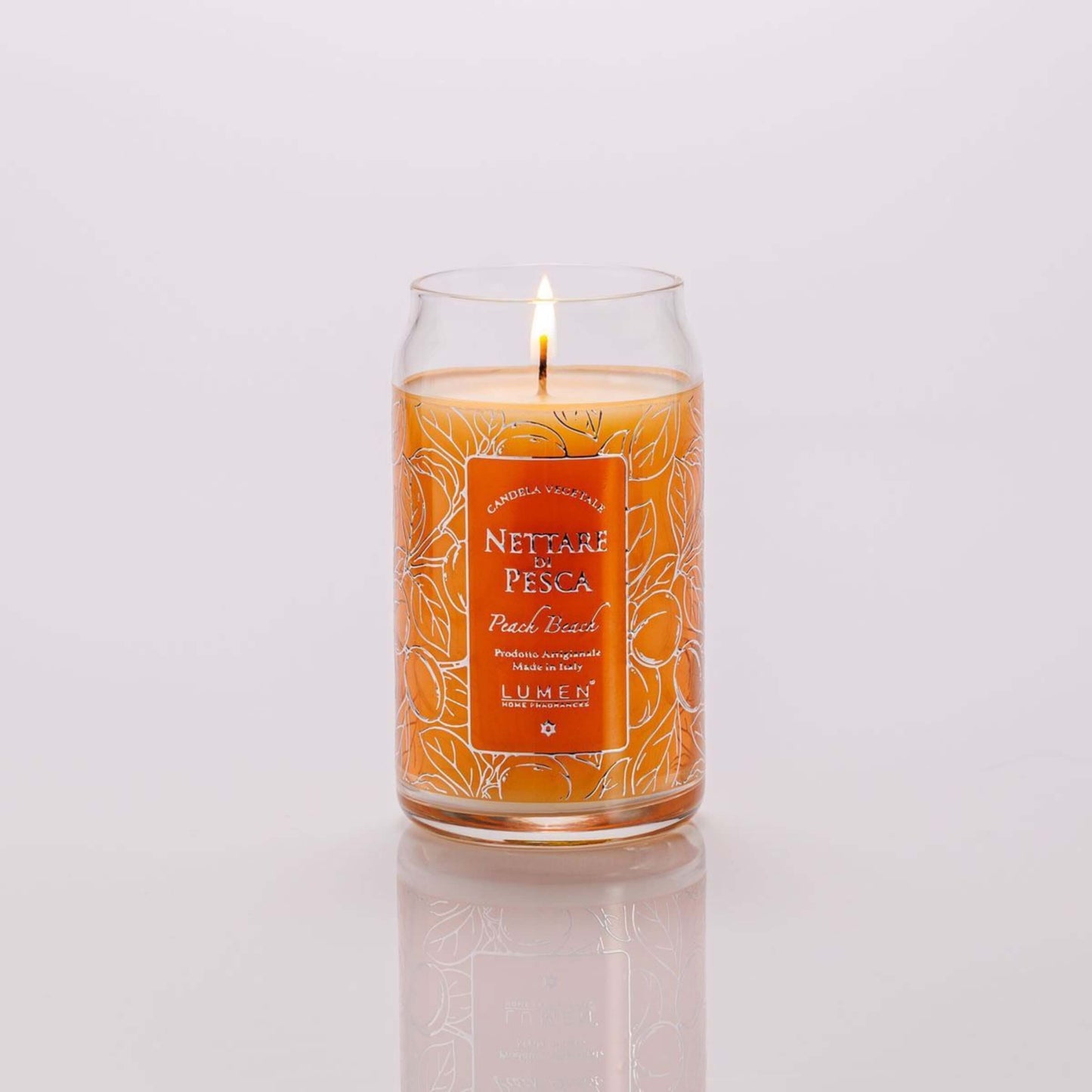 Candela Vegetale Lumen in Giara di Vetro 300 ml Profumazione Nettare di Pesca