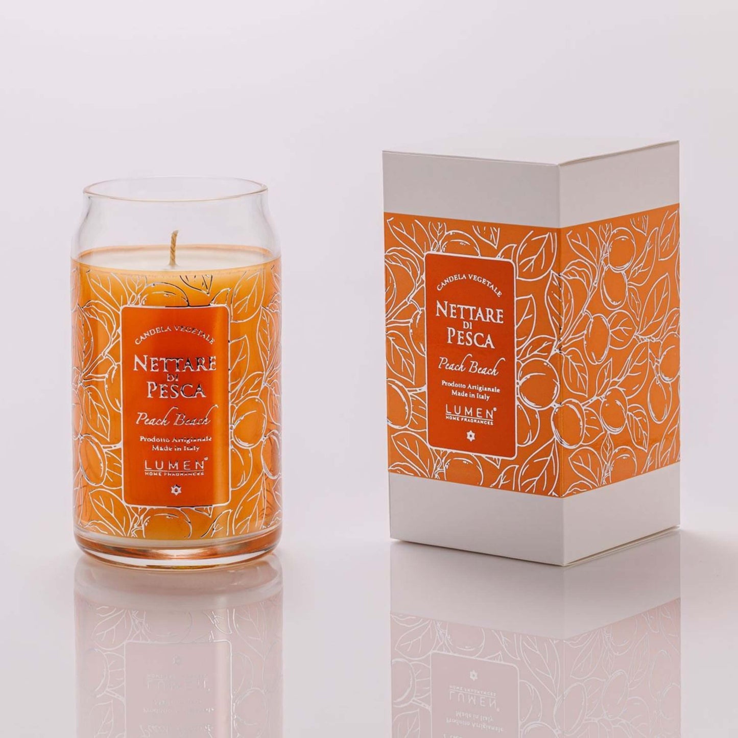 Candela vegetale Lumen Nettare di Pesca 300 ml in giara vetro, cera vegetale stoppino cotone