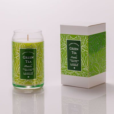 Candela vegetale Lumen Green Tea Matcha 300 ml in giara vetro 70x70x130 mm
