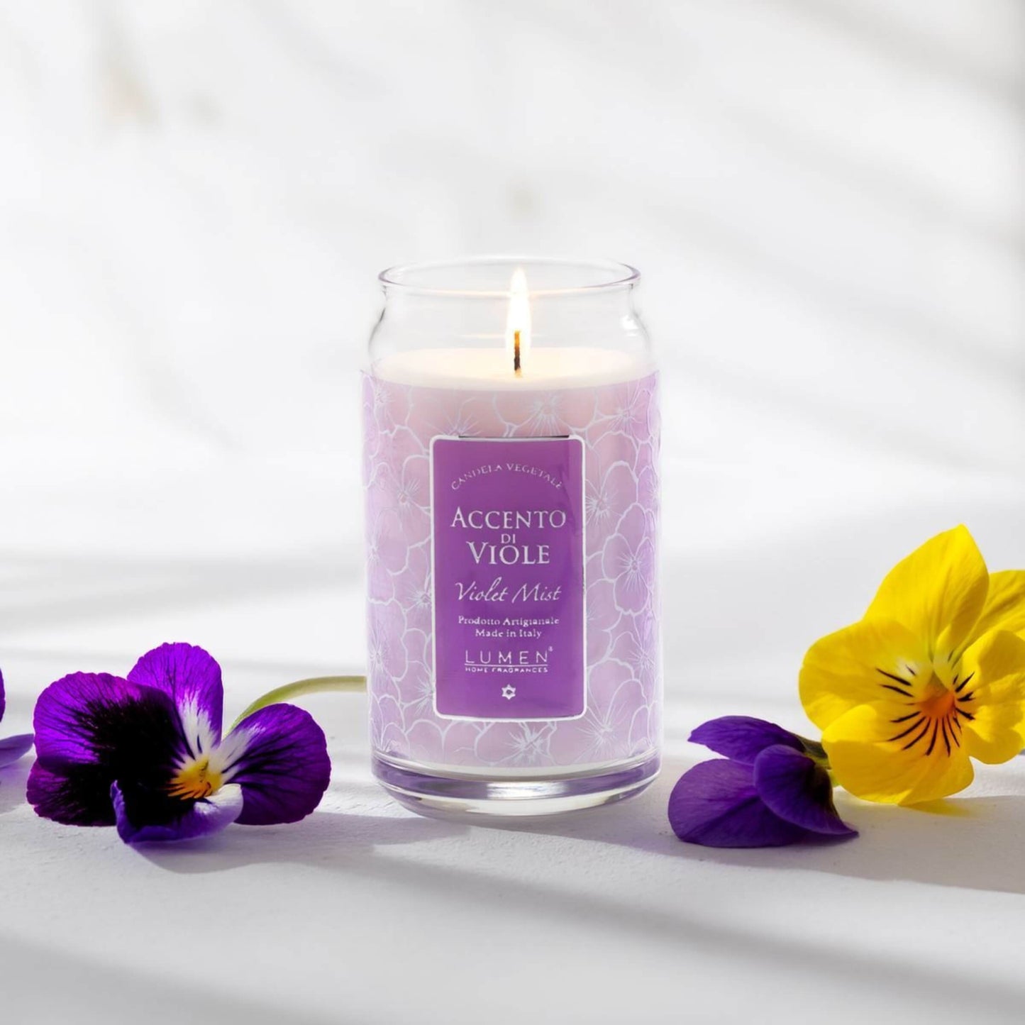 Candela Vegetale Lumen Accento di Viole in Giara di Vetro 300 ml Profumazione Violetta