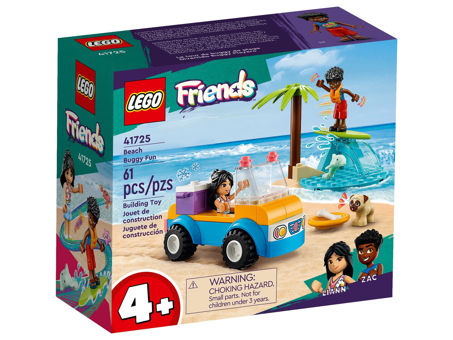 LEGO Friends 41725 Beach Buggy con personaggi Liann e Zac, 61 pezzi