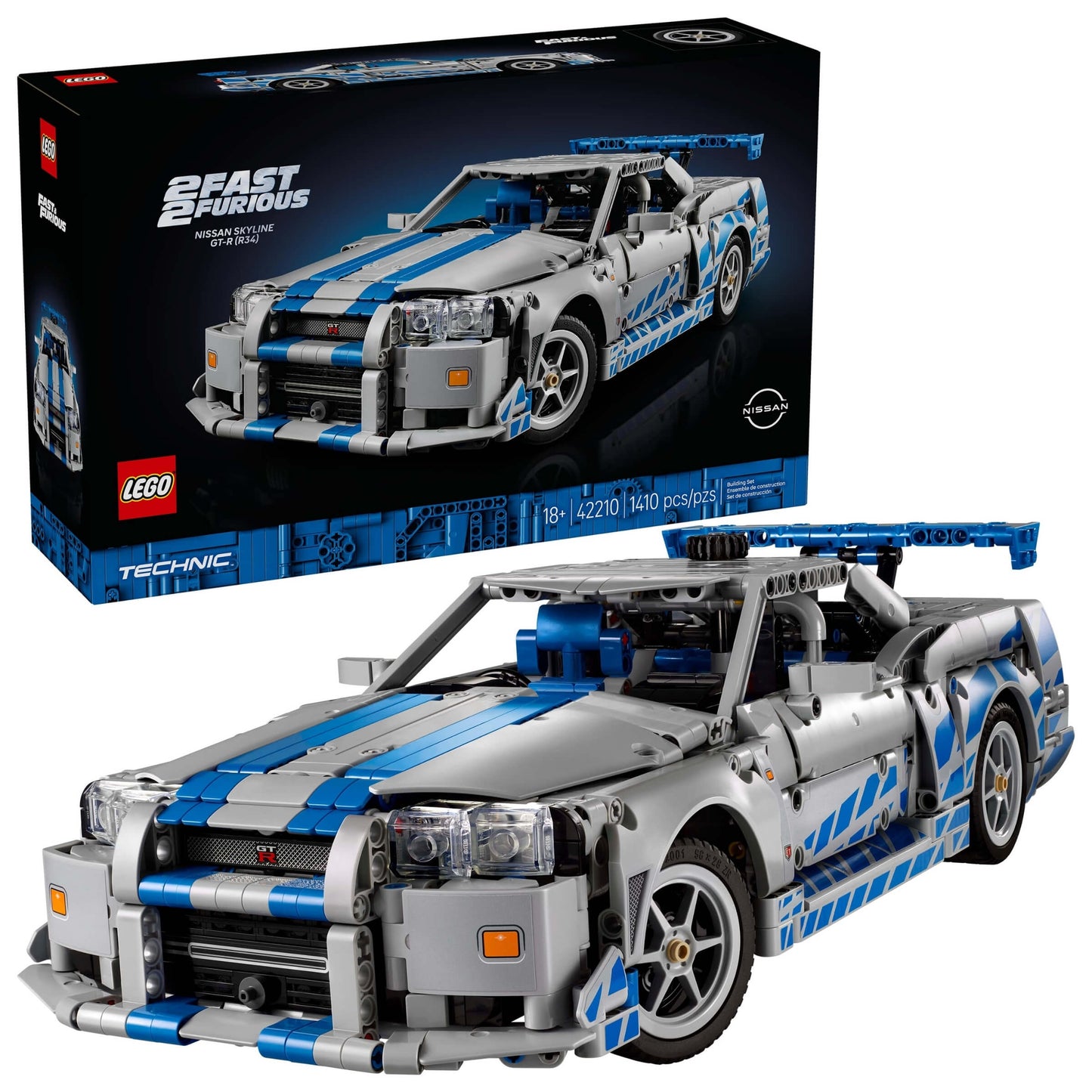 LEGO Technic 42210 Nissan Skyline GT-R R34 2 Fast 2 Furious modello costruito