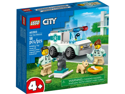 LEGO City 60382 Furgoncino Soccorso Veterinario, 58 pezzi con 2 minifigure e figure animali, età 4+