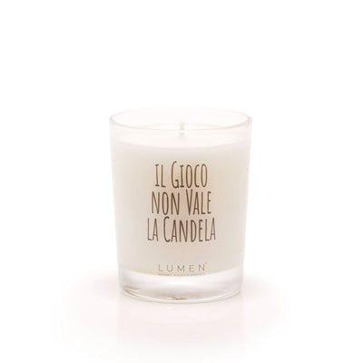 Candela vegetale Lumen Il Gioco non Vale la Candela 80 ml serie Aforismi in bicchiere vetro