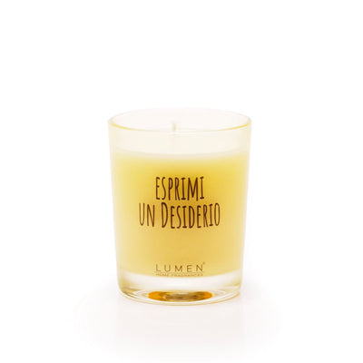 Candela vegetale Lumen Esprimi un Desiderio 80 ml serie Aforismi in bicchiere vetro trasparente