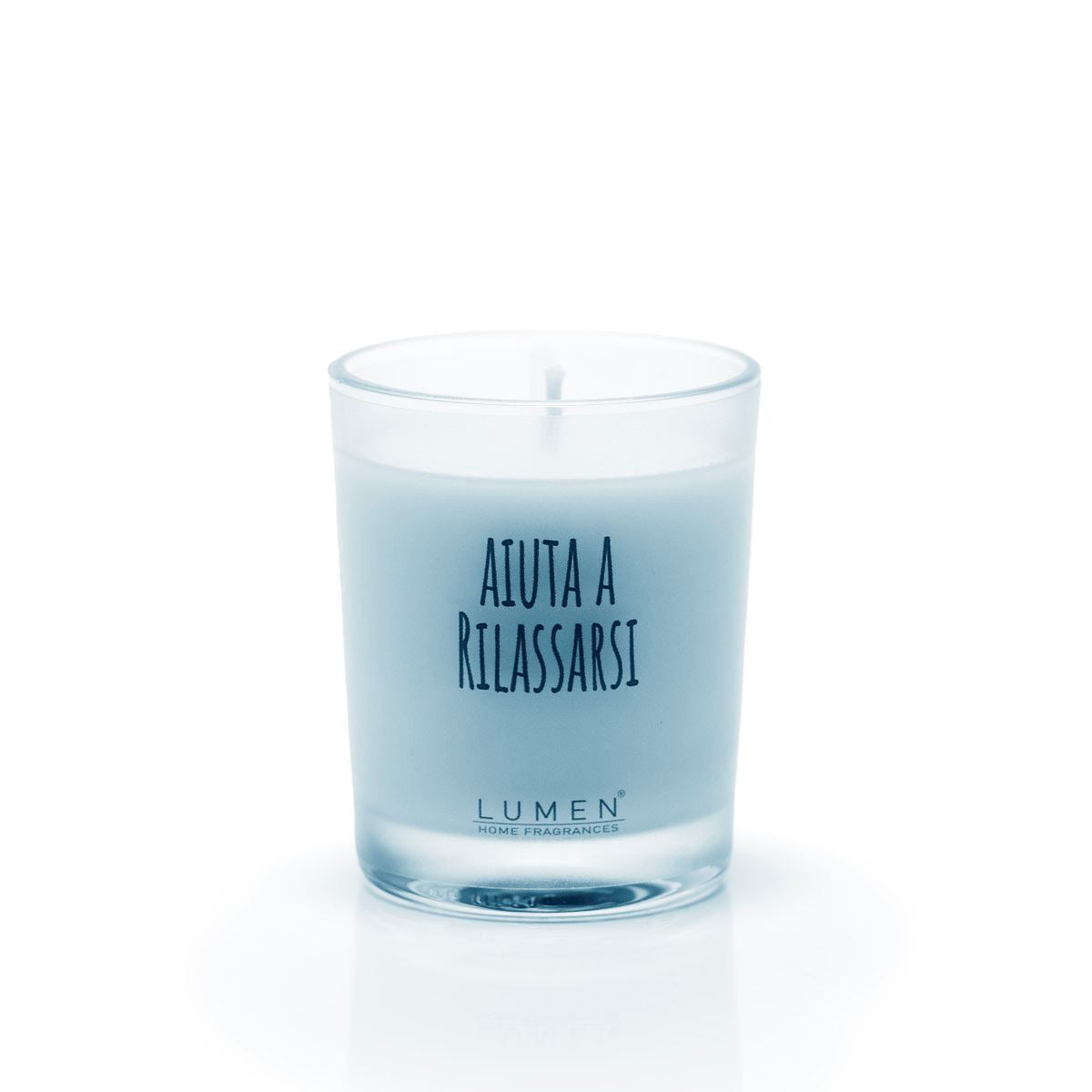 Candela vegetale Lumen Aiuta a Rilassarsi 80 ml serie Aforismi in bicchiere vetro trasparente