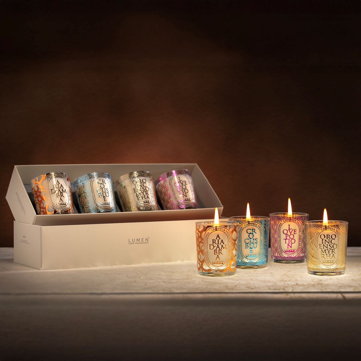 Dettaglio candela profumata Lumen in cera vegetale da 80ml