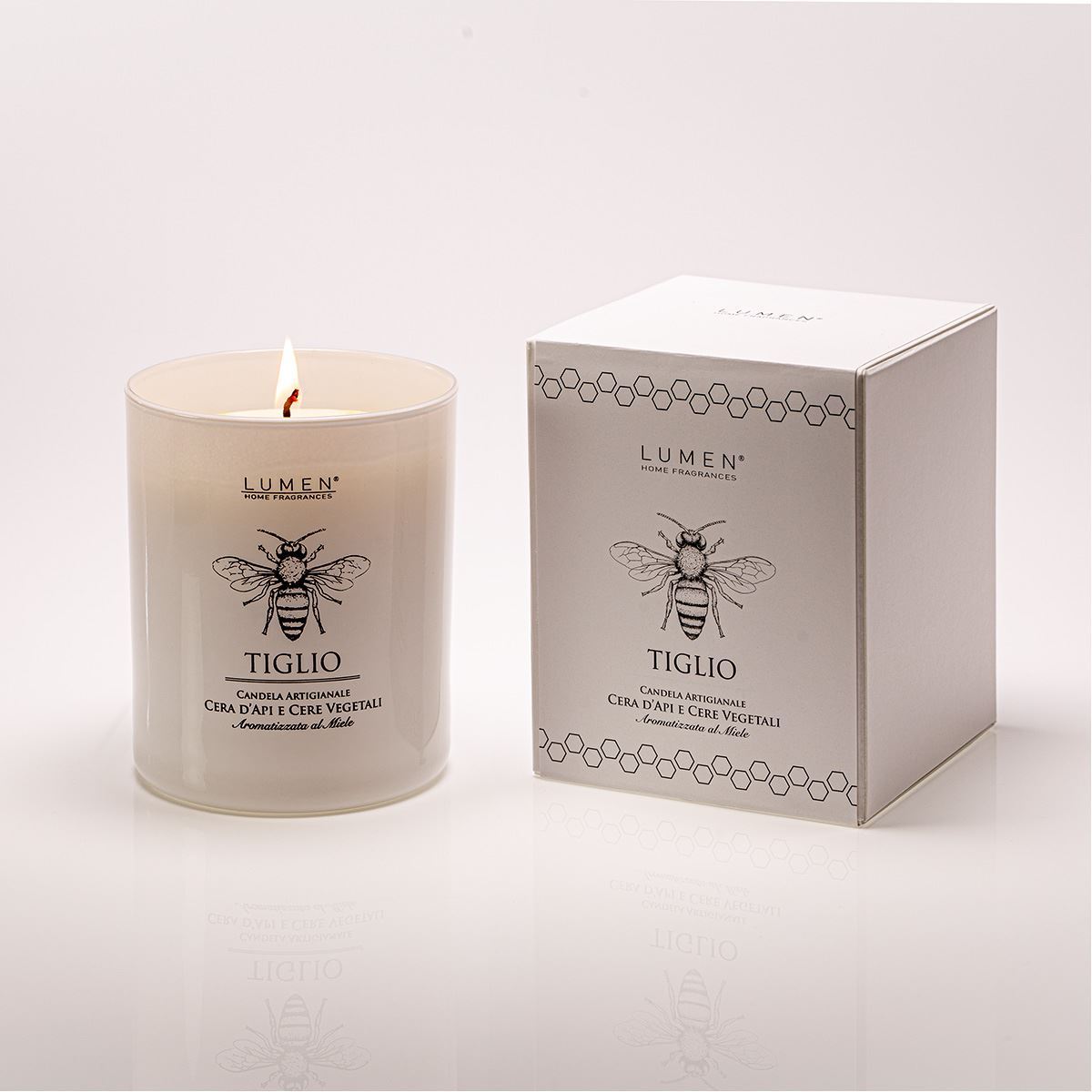 Candela Lumen Natura Amica Cera d'Api e Vegetale con Tappo in Sughero 200 ml Profumazione Miele di Tiglio