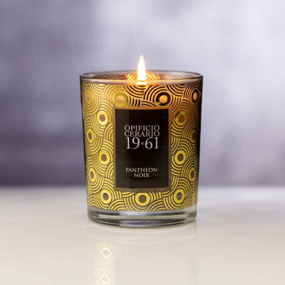 Lumen Opificio Cerario 19.61 Pantheon Noir Candela Vegetale Profumata Incenso Mirra Oud e Legni in Vetro Decorato 70 Ore 300 ml