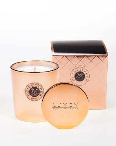 Candela di lusso Lumen Masterpiece Cuircopper Rame 300 ml cera vegetale, contenitore copper con finitura metallica