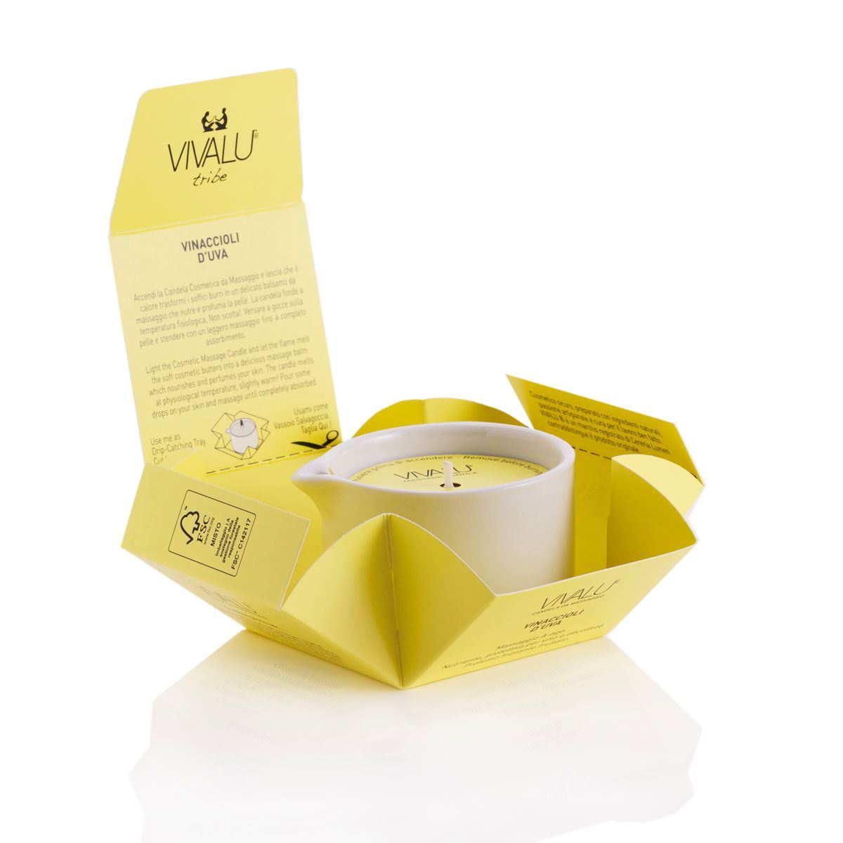 Vivalu Tribe E Candela da Massaggio Vinaccioli d'Uva Anti Age 100 ml