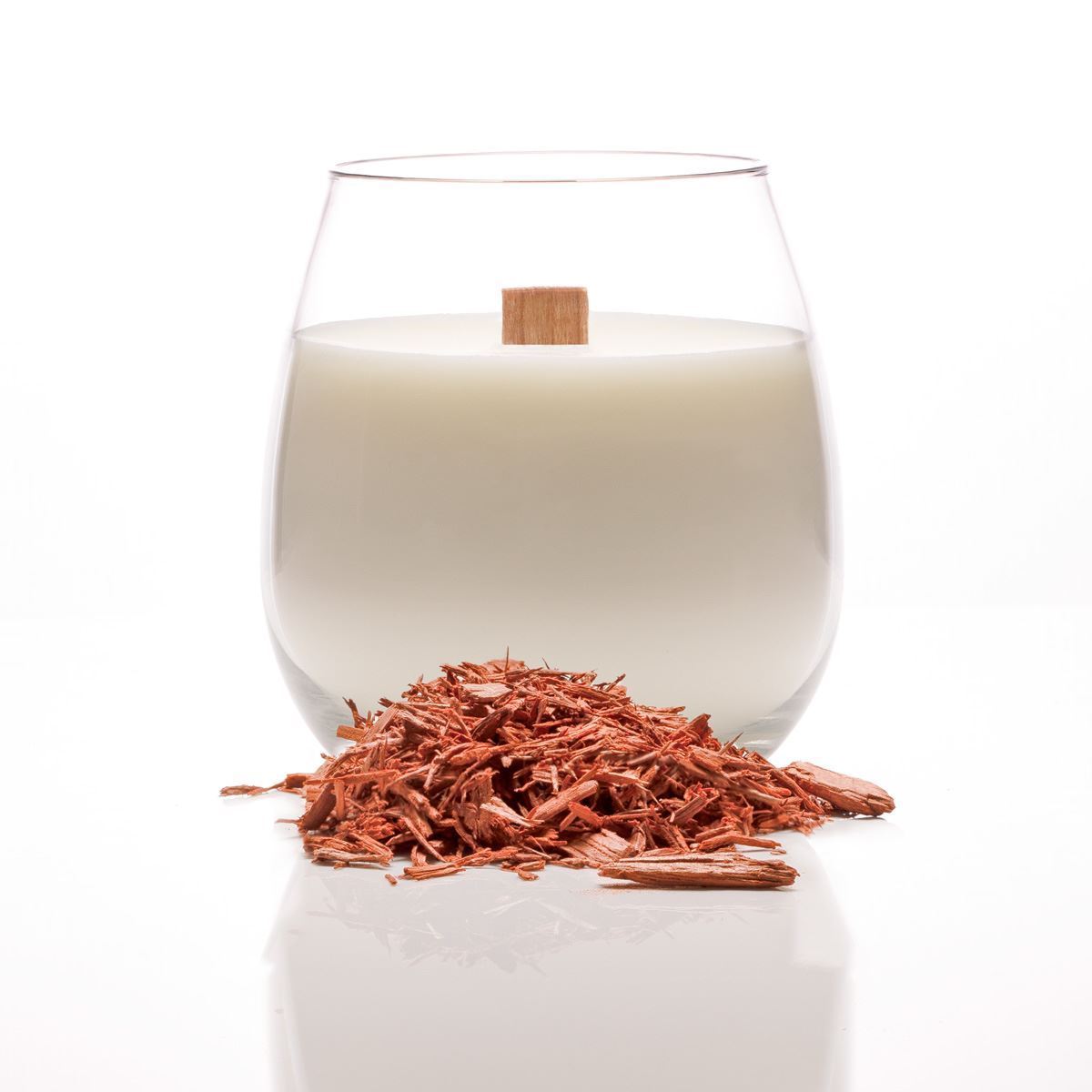 Candela vegetale Lumen XSenseS Sandalo 400 ml in vaso vetro con stoppino legno naturale