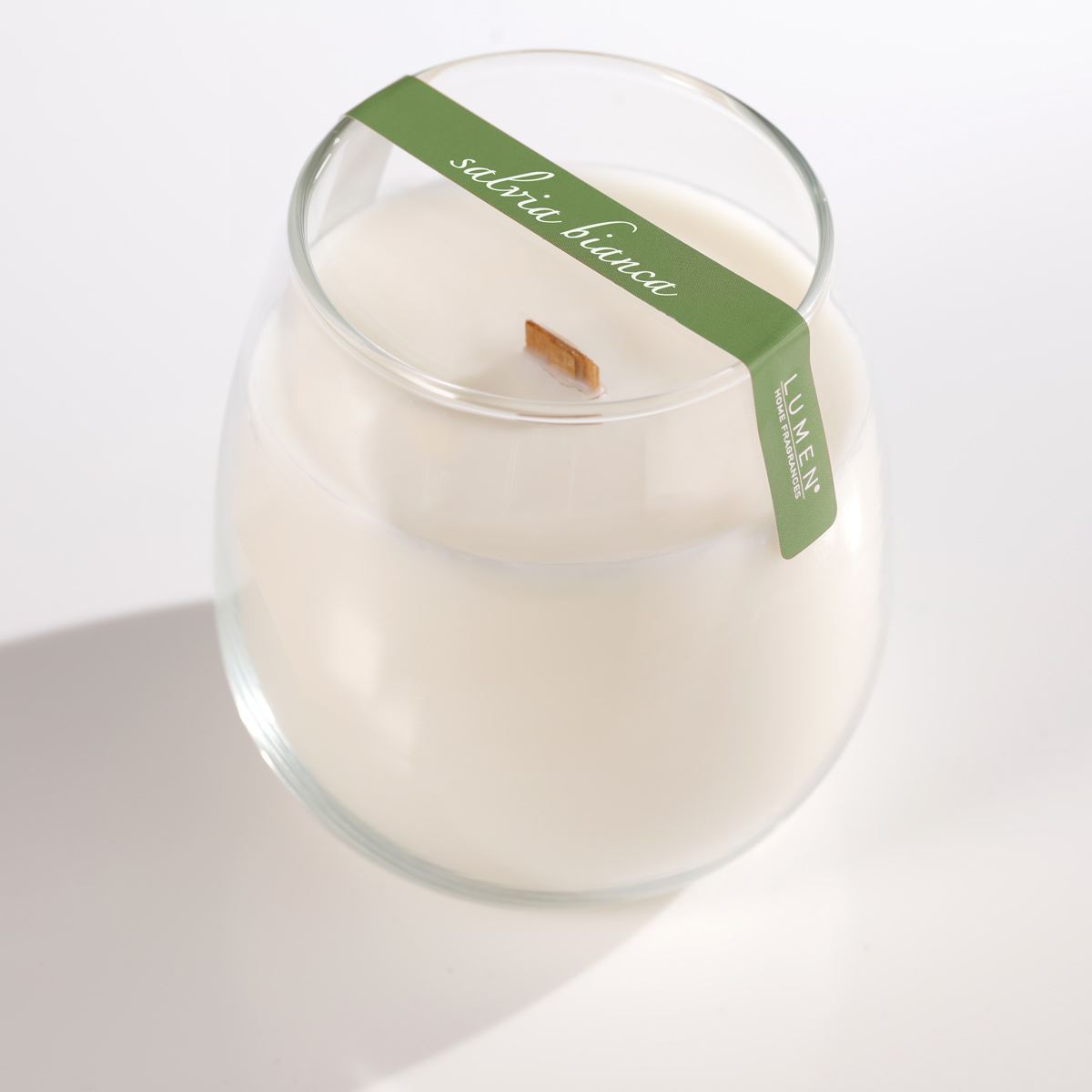 Candela Vegetale Stoppino in Legno Lumen XSenseS Salvia Bianca 400 ml Profumazione Erbacea Purificante
