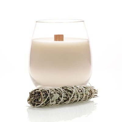 Candela vegetale Lumen XSenseS Salvia Bianca 400 ml in vaso vetro con stoppino legno