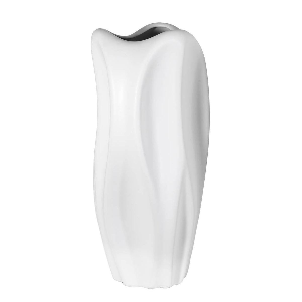 Bagutta Vaso a Base Quadrata in Ceramica Bianca Opaca Sagomato 39 cm