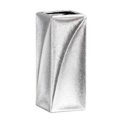Bagutta Vaso Geometrico Brossé in Ceramica Silver Plated 26 cm