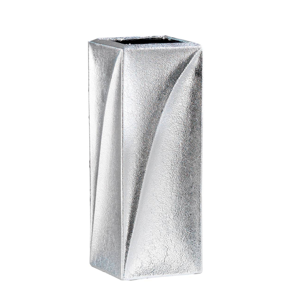 Bagutta Vaso Geometrico Brossé in Ceramica Silver Plated 33 cm