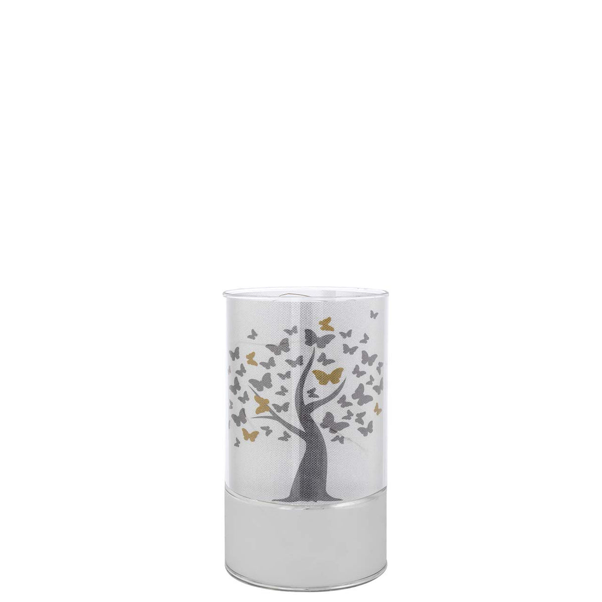 Bagutta Lampada LED da Tavolo in Vetro Albero con Farfalle a Batteria 9x15 cm