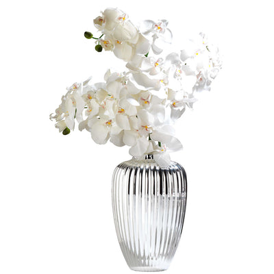Bagutta Vaso Anfora in Ceramica Silver Plated Scanalato 21x33 cm