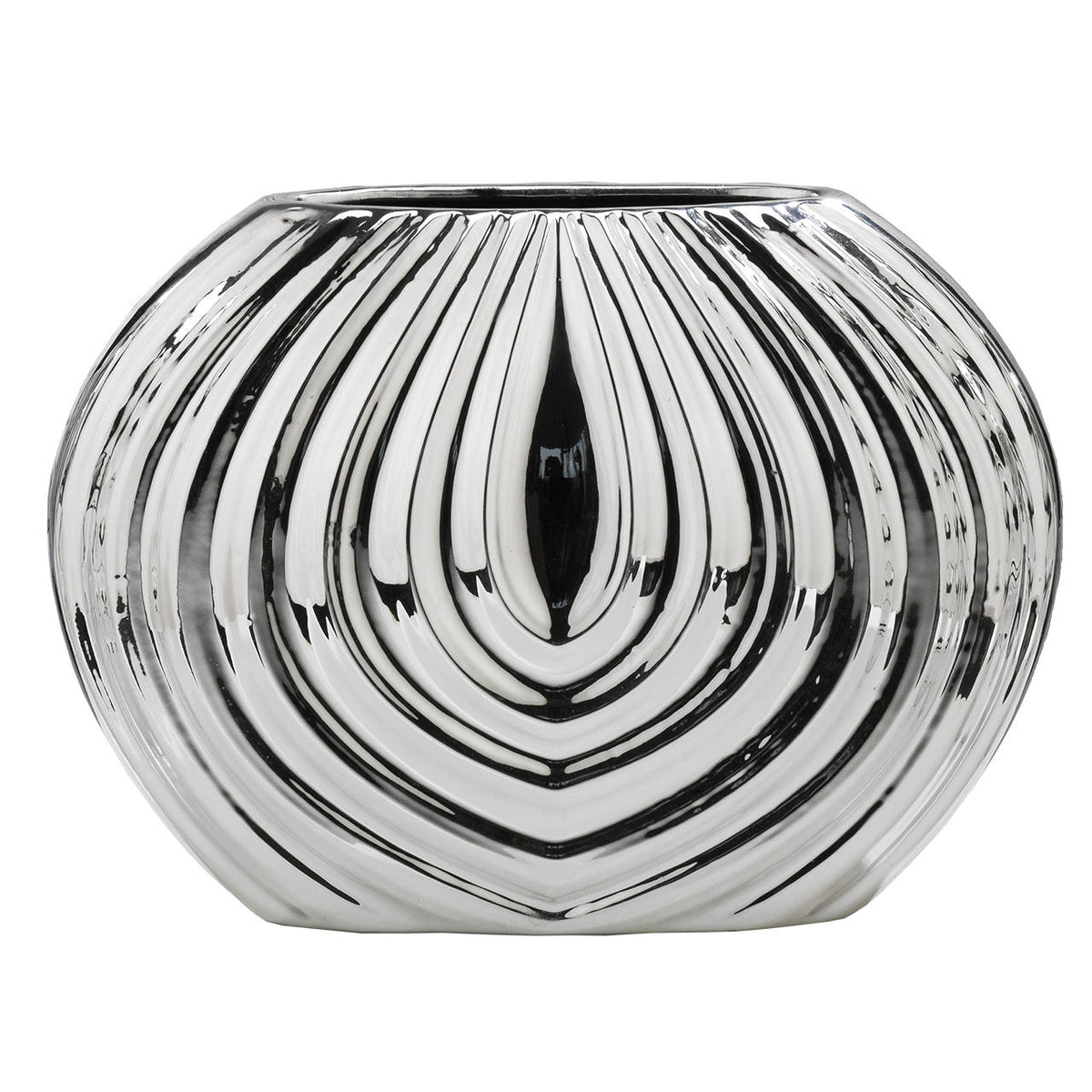 Bagutta Vaso Archi in Ceramica Silver Plated a Rilievo 32x11,5x23 cm