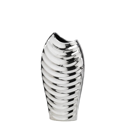 Bagutta Vaso Archi in Ceramica Silver Plated a Rilievo 16,5x10x32 cm